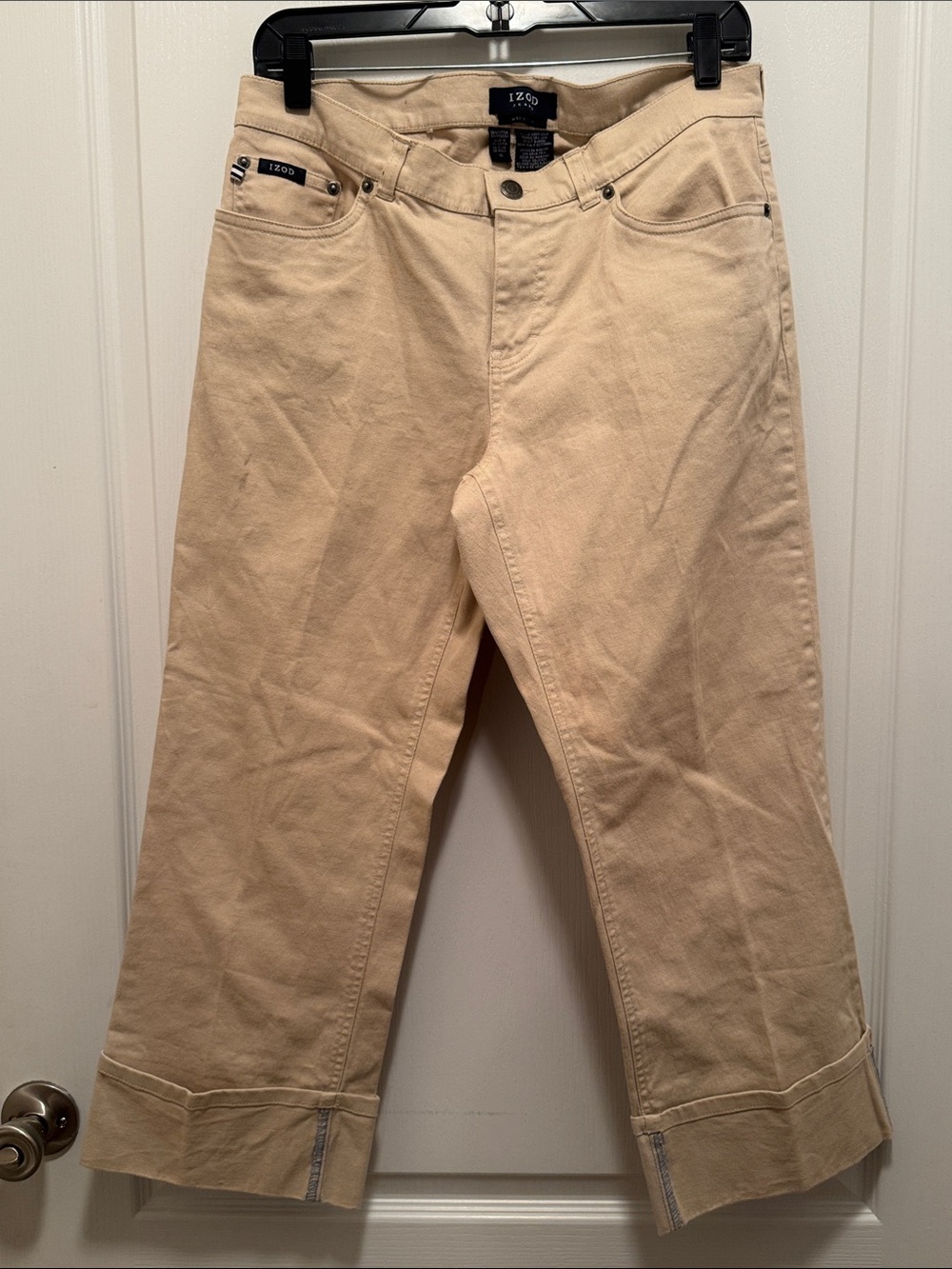 Izod Beige Cropped Stretch Wide-Leg Capri Pants - Size 10